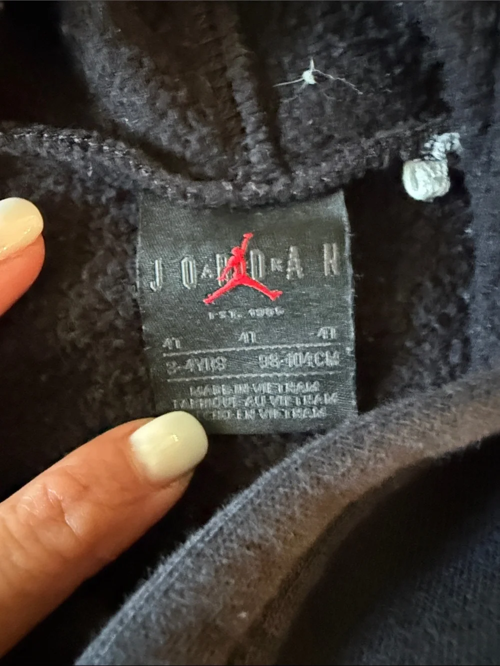 Jordan Kids Black Hoodie & Joggers Set with White and Red Logo - Picture 3 of 7